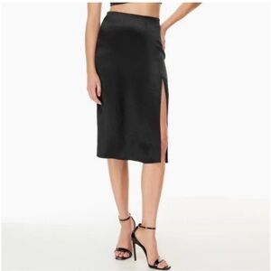 Babaton Black Pencil Skirt with Side Slit